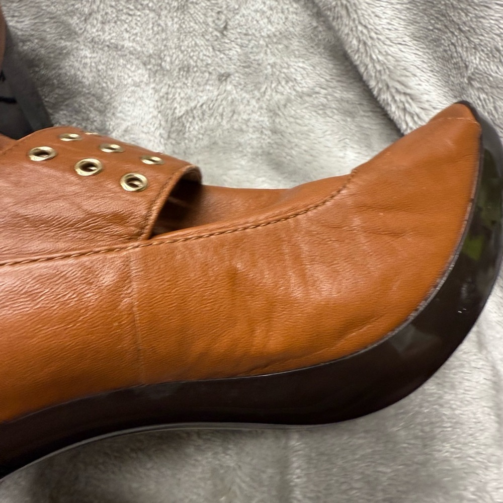 Michael Kors Tan Peep Toe Ankle Booties - Picture 7 of 16